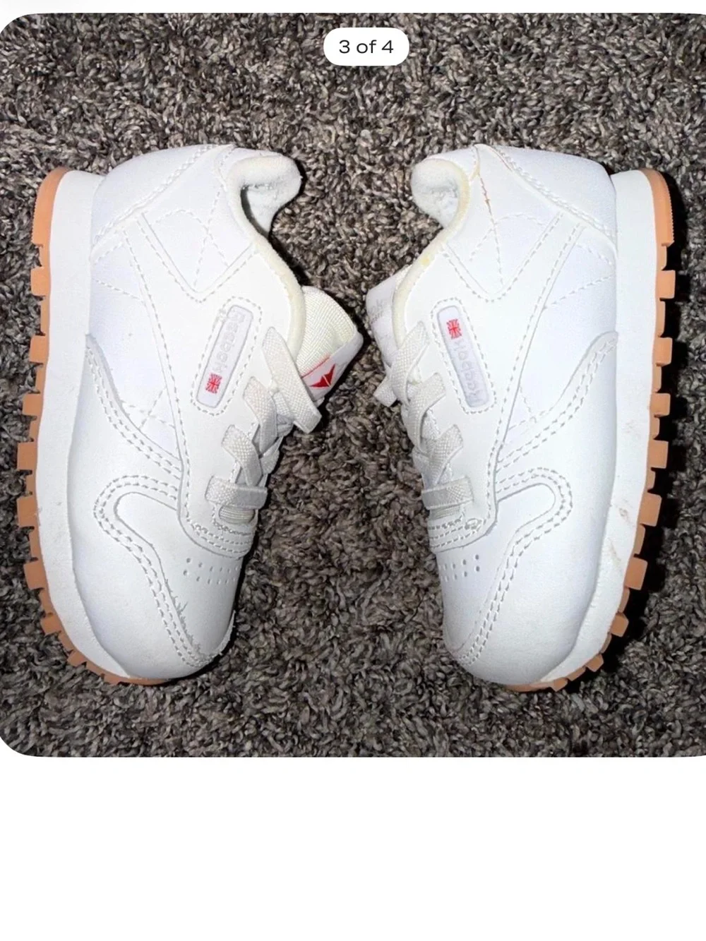 Reebok Kids White Sneakers with Gum Outsole